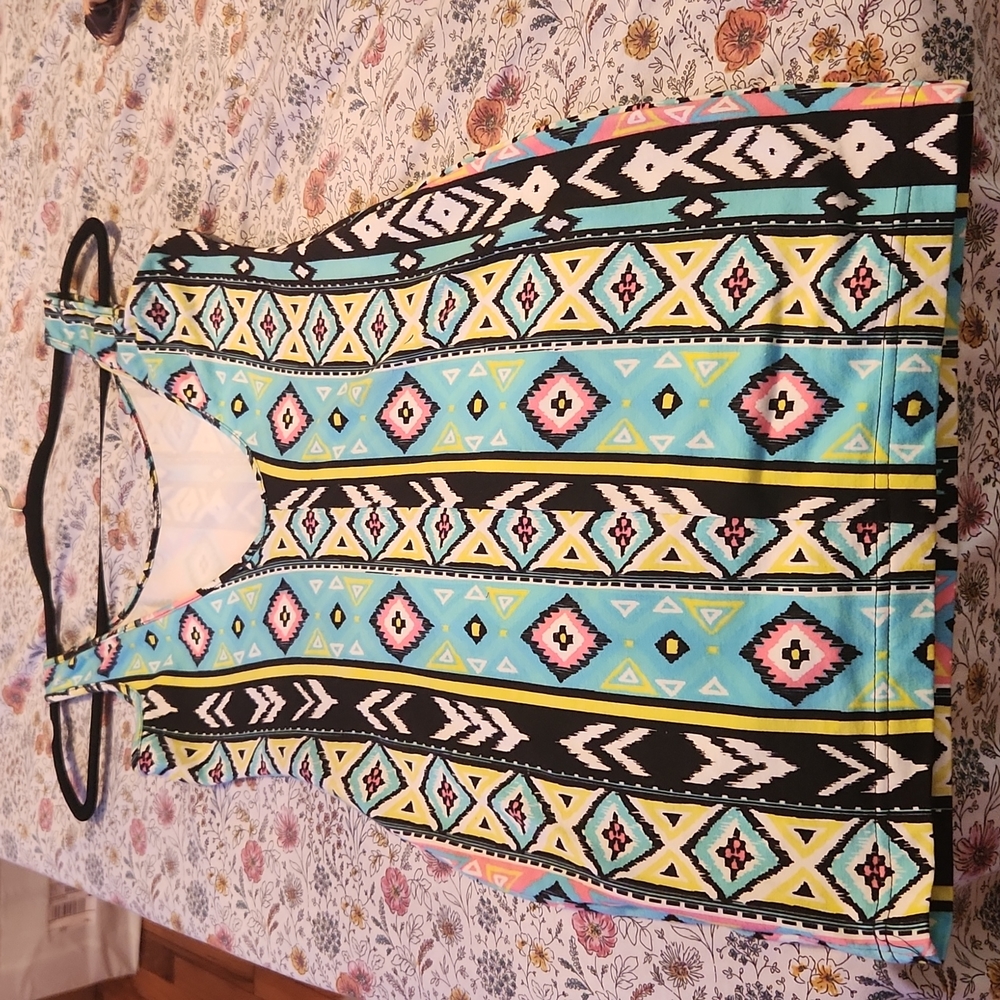 New multi color skinny mini dress med